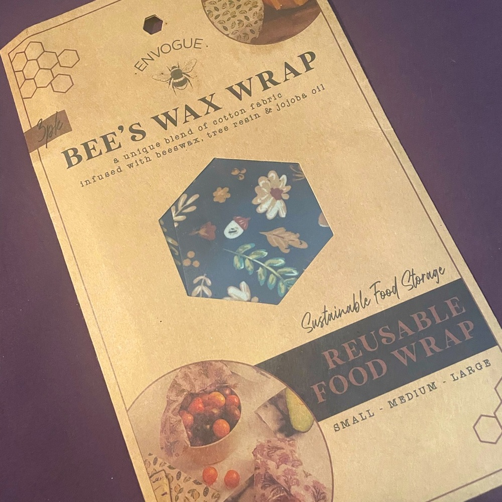 ENVOGUE Bee’s Wax Wrap 3 Pack S/ M/ L Reusable Sustainable Food Storage NEW NWT